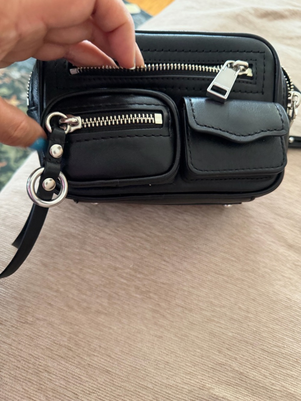 Rebecca Minkoff Black Leather Mini Crossbody with Silver Hardware - Picture 9 of 12